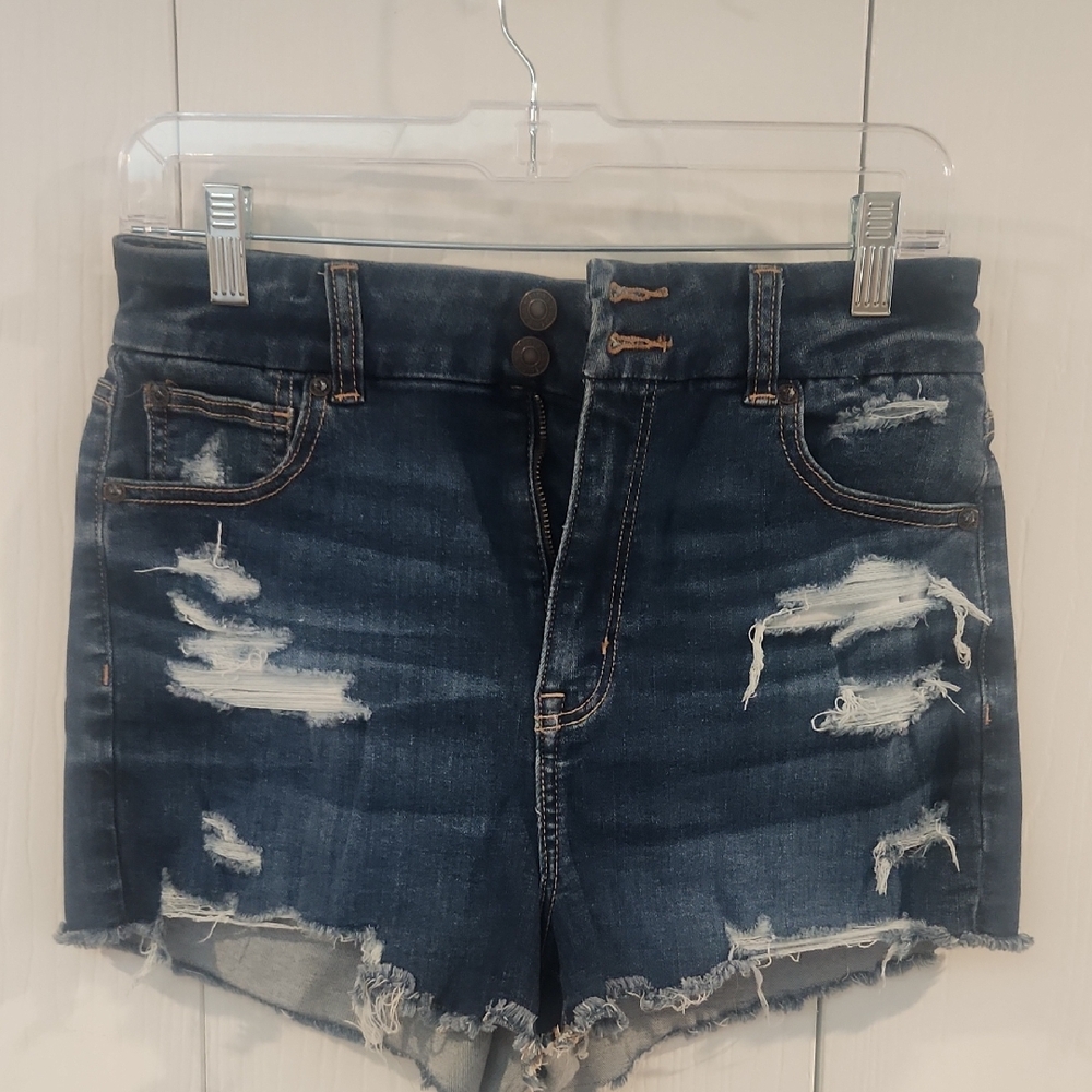 American Eagle Outfitters Blue Distressed Jean Shorts